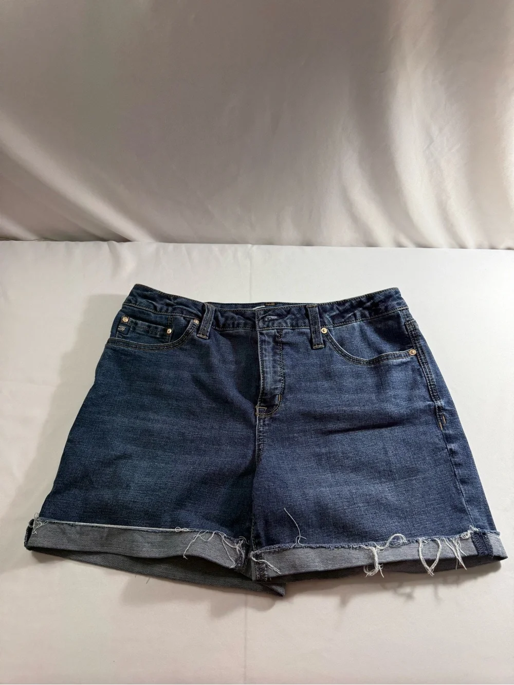 Seven7 Dark‎ Indigo Denim Shorts with Contrast Stitching